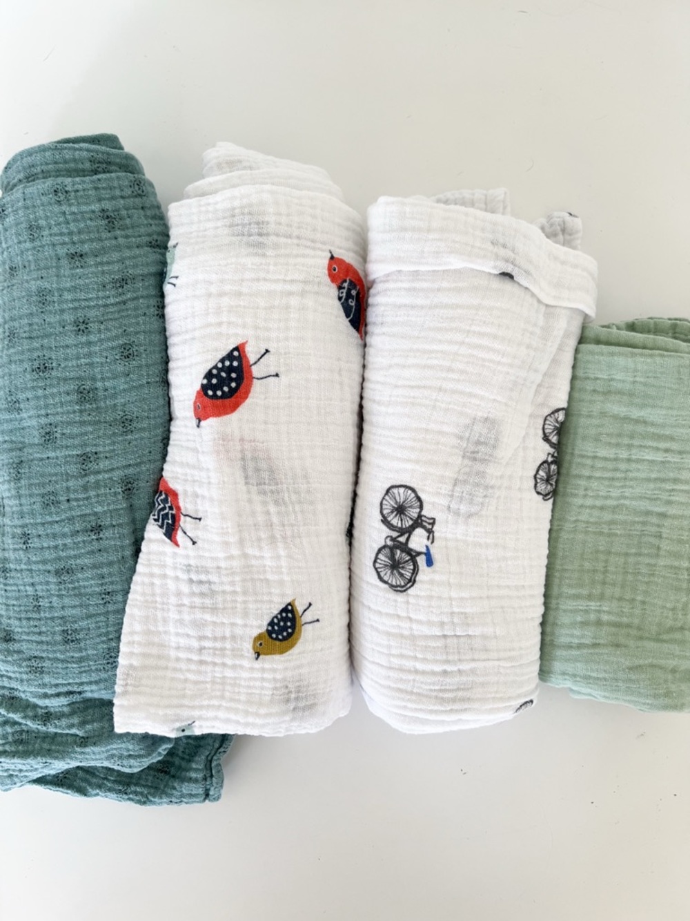 Set of 4 Baby Cotton Muslin Swaddles (3 are Little Unicorn)